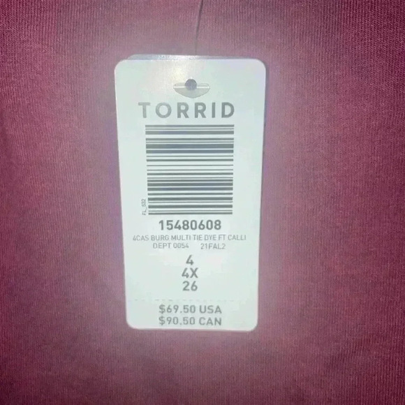 TORRID OFF SHOULDER T-SHIRT DRESS FRENCH TERRY BURGUNDY DIP DYE - Picture 8 of 11